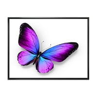 Plavi i ljubičasti leptir uokviren slikarskim platno umjetnički tisak