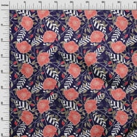 Jednobojna pamučna tkanina u tamnoj boji breskve s tropskim cvjetnim dizajnom, Ukrasna tkanina širine dvorišta