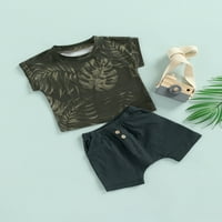 EyicMarn Toddler Baby Boy Summer odjeće, majica s kratkim rukavima, majica za ispis na vratu + Elastični struk