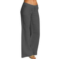 Ženske ljetne hlače Modne Ležerne obične hlače s elastičnim elastičnim strukom i vezicama, duge široke hlače