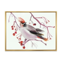 Ptica voska koja sjedi na grani uokvirenom slikanjem platna umjetnički tisak