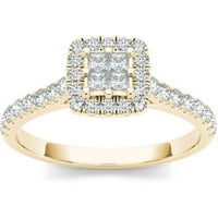 Carat T.W. Dijamant 10t žuto zlato jedan halo zaručnički prsten