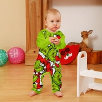Božićne pidžame za smiješne dječake obiteljske pidžame Božićni zeleni uzorak čudovišnih pločica s božićnim šeširom