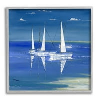 Stupell Industries Serenity jedrilice živopisne plave ocean slike siva uokvirena umjetnička tiskana umjetnost,