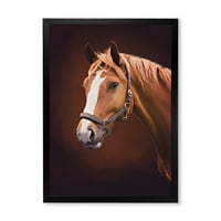 DesignArt 'Izbliza portret smeđeg konja s bijelim nosom II' Farmhouse uokvireni umjetnički tisak