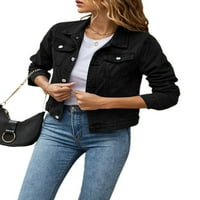 Ženski ležerni džep s velikim rukavima imitacija za pranje stare traper jakne