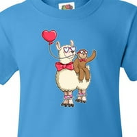 Inktastic Valentine Pals Fun Sloth i Llama s majicom mladih balona