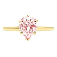1,0CT CURK CURN ružičasti simulirani dijamant 14K Angažiranog prstena za angažiranje žutog zlata veličine 9.25