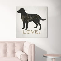 Wynwood Studio životinje zidne umjetničke platnene otiske 'retriver love' psi i štenad - crno, zlato