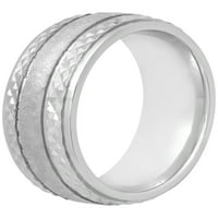 Muški sterling srebrni dijamantski rubni prsten-muški vjenčani bend