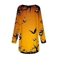 Vruća prodaja Halloween bluze za žene, ženska modna casual majica gradijent Halloween tisak dugih rukava okrugli
