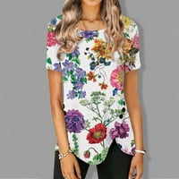 Bluza casual kratkih rukava cvjetni vrhovi posada vrat moda za žene multicolor s