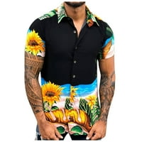 Muška funky havajska košulja kratka rukava opuštena ljetna košulja 3d cvjetni print rever Ljetna odjeća za plažu