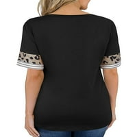 Eleluny ženska posada tiskana majica s kratkim rukavima bluza casual vrhovi crni 2xl