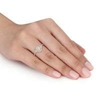 Ženski prsten od 10 karatnog žutog etiopskog opala, safira i dijamanta od žutog zlata s križnom aureolom