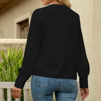Vrhovi tunika za žene v gumb gumb dugi rukav šifonske majice solidne povremene udobne dame izlaze iz bluza