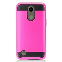 Vruće ružičasti četkički metalni dvostruki slojevita kućica za LG K LV telefon
