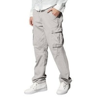 Muški kombinezoni s Više džepova na kopčanje, planinarske hlače, pamučne hlače od kepera u tamno sivoj boji