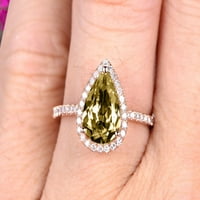 1. Carat 8x Kruška u obliku šampanjca Dijamantni zaručnički prsten Moissanite na 10K ružičasto zlato Halo suza,