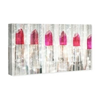 Wynwood Studio Fashion and Glam Wall Art Canvas Otisci 'White Lipstick Collection' šminka - siva, ružičasta