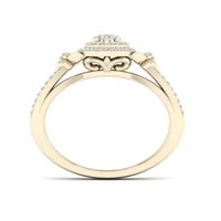 1 2CT TDW Diamond 14K žuto zlato dvostruki halo zaručnički prsten