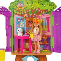 Komplet za igru lutke Barbie Chelsea i kućice na drvetu s kućnim ljubimcem, namještajem, toboganom i priborom