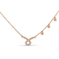 Ogrlica srebrnog lanca za žene - ruža zlato preko srebrne ogrlice s pjenušavim originalnim 0. CTW bijeli dijamanti