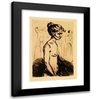 Edvard Munch Black Modern Framed muzejski umjetnički tisak pod nazivom - Starija žena u bolnici