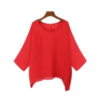 Ljetna modna bluza bluze ženskog ležernog bluza plus solidna majica labava gornja dama top crvena 4xl