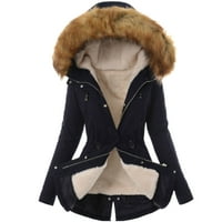 Zimska topla ženska pamučna donja jakna s kapuljačom s kapuljačom od krzna, ležerna gornja odjeća, dugi kaput