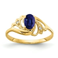 6-karatni prsten od žutog zlata s ovalnim safirom i dijamantom
