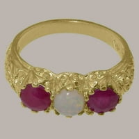 9-karatni prsten od žutog zlata britanske proizvodnje s prirodnim opalom i rubinom ženski vjenčani prsten - opcije