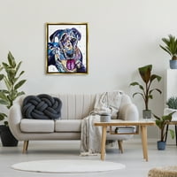 Stupell Abstract Dog Moderni portret kućnih ljubimaca Životinje i insekti Slikanje zlatnog plutara uokvirenog