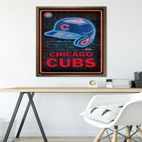 Chicago Cubs - neonska kaciga zidna plakata, 22.375 34 uokviren