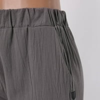 Ženske široke hlače visokog struka, modne rastezljive hlače s vezicama, udobne ravne duge hlače s džepovima, ženske