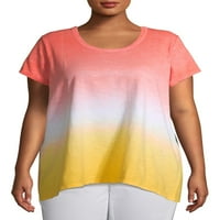 Terra & Sky Plus size Dip boja Ombre Flowy majica