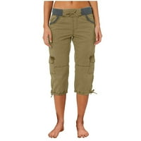 BrGlopf Womens Cotton Twill Cargo Capris Pješačke hlače Lagane vanjske atletske atletske Capri Summer Casual Putnice