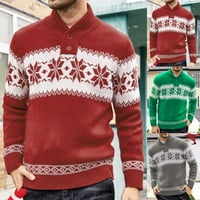Božićni džemperi za muškarce casual pulover božićni dugi rukavi okrugli vrat Vintage pleteni džemper