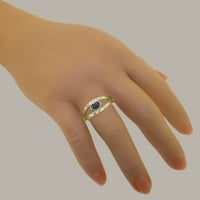 Britanci su napravili 10k žuto zlato Natural Sapphire i kubični cirkonij ženski prsten za bend - Veličina Opcije