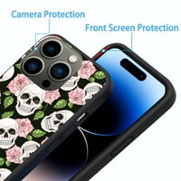Kompatibilno s iPhone Pro, Gothic uzorak s ružama i lubanje kućište za žene djevojke, Slim Protive Protive Protection
