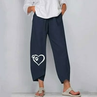 Široke sportske hlače za žene s visokim strukom i džepovima, hlače Pune dužine, ljetne Ležerne hlače od pamuka