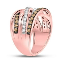 modni 14k ružičasti zlatni okrugli smeđi dijamantni prsten od 1 inča