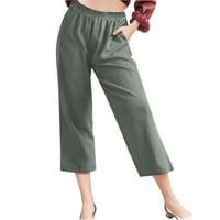 Modne ženske hlače za žene, modne ženske hlače širokih nogavica, joga capri hlače, culottes s džepovima za kontrolu