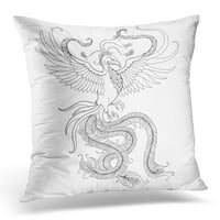 Crna linija mitološka Phoeni bijela legendarna ptica koja je ciklično preporođena serija bića jastuka jastuka