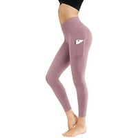 xiuh povremene hlače ženske uske elastične brzo suhe čvrste džepne hlače Fitness joga hlače široke noge ružičaste