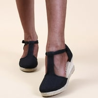 Crne sandale, ženske prozračne natikače za slobodno vrijeme, Ležerne modne sandale na klin, vanjske ženske sandale,