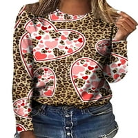 Avamo Women majica majica za vrat majica dugih rukava majica za dnevna odjeća labava bluza tunika casual leopard