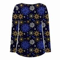 Ženski modni džemperi za žene, Umfun ženski ležerni božićni tiskani pulover, gumbe dugih rukava okruglog vrata,