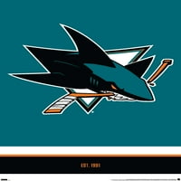 San Jose Sharks-plakat s logotipom na zidu, 22.375 34