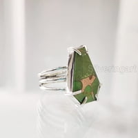 Zeleni bakreni tirkizni prsten, prirodni tirkizni prsten, Prosinački kamen, ženski prsten, prsten za lijes, Sterling